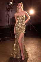 Ladivine CK2409 - Beaded Illusion Cutout Evening Gown