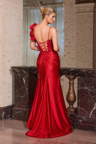 Ladivine CM386 - 3D Floral Corset Satin Mermaid Gown