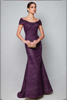 Alyce Paris 27613 Twisted Off Shoulder Jacquard Gown