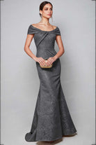 Alyce Paris 27613 Twisted Off Shoulder Jacquard Gown