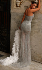 Chic and Holland HF110458 - Sheer Skirt Beaded Strapless Gown - back view