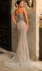 Chic and Holland HF110460 - Sweetheart Fitted Gown with Beading - back view