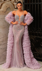 Chic and Holland HF110491 - Beaded Sweetheart Dress with Ruffle Cape - Silhouette Dresses