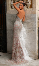Chic and Holland HF110495 - Metallic Beaded Plunging Sweetheart Gown - back view