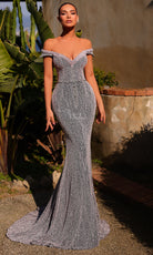 Chic and Holland HF110500 - Beaded Appliqued Off Shoulder Fitted Gown - Silhouette Dresses