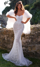 Chic and Holland HF110503 - Geometric Beadwork Strapless Gown - detail view