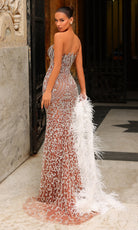 Chic and Holland HF110506 - Strapless Beaded Appliqued Gown - back view