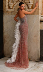 Chic and Holland HF110523 - Plunging Halter Allover Beaded Gown - back view