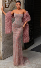 Chic and Holland HF110529 - Strapless Fitted Shimmer Gown - Silhouette Dresses