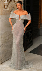 Chic and Holland HF110533 - Illusion Bodice Embellished Sheath Gown - Silhouette Dresses