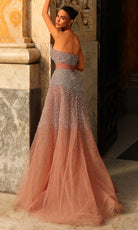 Chic and Holland HF110539 - Strapless Ombre Beaded A-line Gown - back view