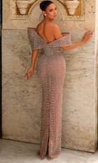 Chic and Holland HF110540 - Folded Off Shoulder Column Dress - back view