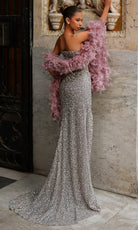 Chic and Holland HF110554 - Corset Bodice Hand Beaded Strapless Dress - back view