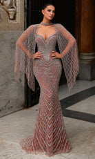 Chic and Holland HF110559 - Deep Sweetheart Evening Dress with Cape - Silhouette Dresses