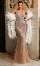 Chic and Holland HF110566 - Sparkle Halter Neck Glam Dress - Silhouette Dresses