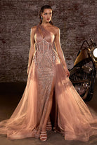 Ladivine J869 - Asymmetric Glitter Sequin Prom Gown