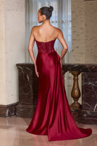 Ladivine J887 - Sequin Corset Satin Evening Gown