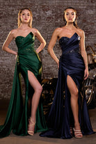 Ladivine J887 - Sequin Corset Satin Evening Gown
