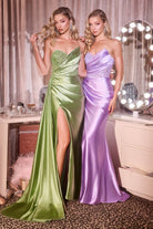 Ladivine J887 - Sequin Corset Satin Evening Gown