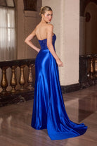 Ladivine J887 - Sequin Corset Satin Evening Gown
