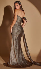 Ladivine J913 Metallic Off Shoulder Sheath Dress