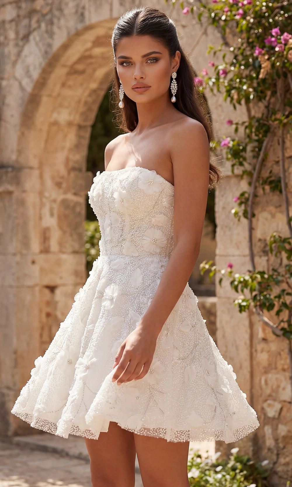 Jovani JB49687 - Embellished Floral A-Line Short Dress - detail view