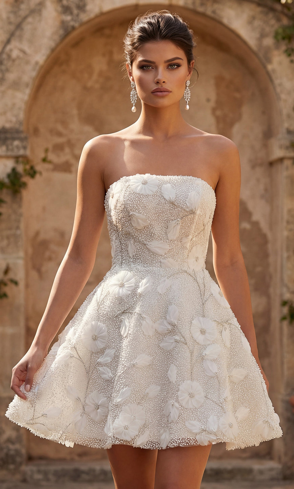 Jovani JB49687 - Embellished Floral A-Line Short Dress - designer wedding dress at Silhouette Dresses