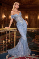 Ladivine KV1130 - Off-Shoulder Beaded Mermaid Gown