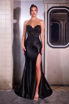 Ladivine KV1132 - Beaded Satin Prom Dress