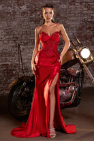 Ladivine KV1132 - Beaded Satin Prom Dress