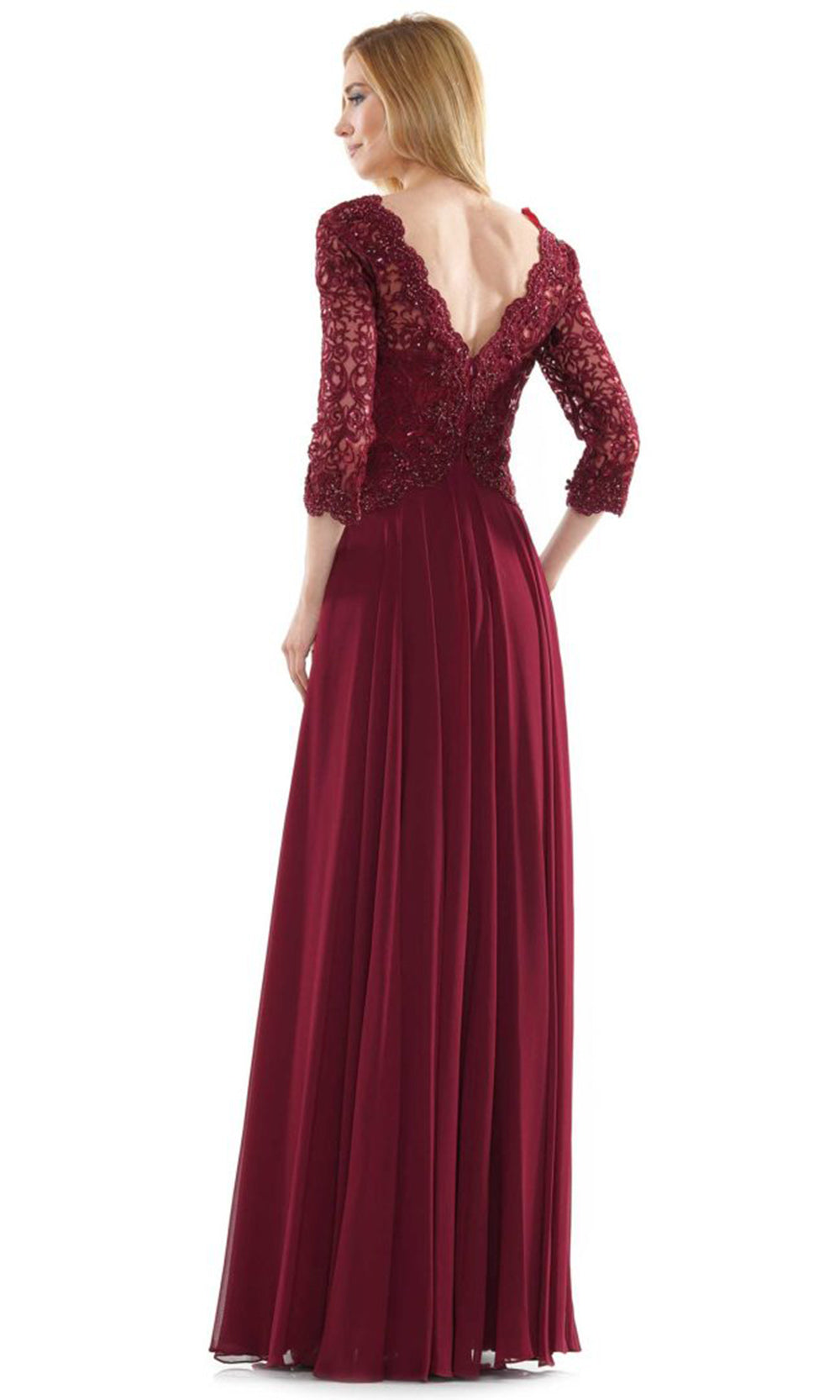 Marsoni by Colors M225-1 - Scalloped V-Neckline Chiffon Formal Gown - view 4
