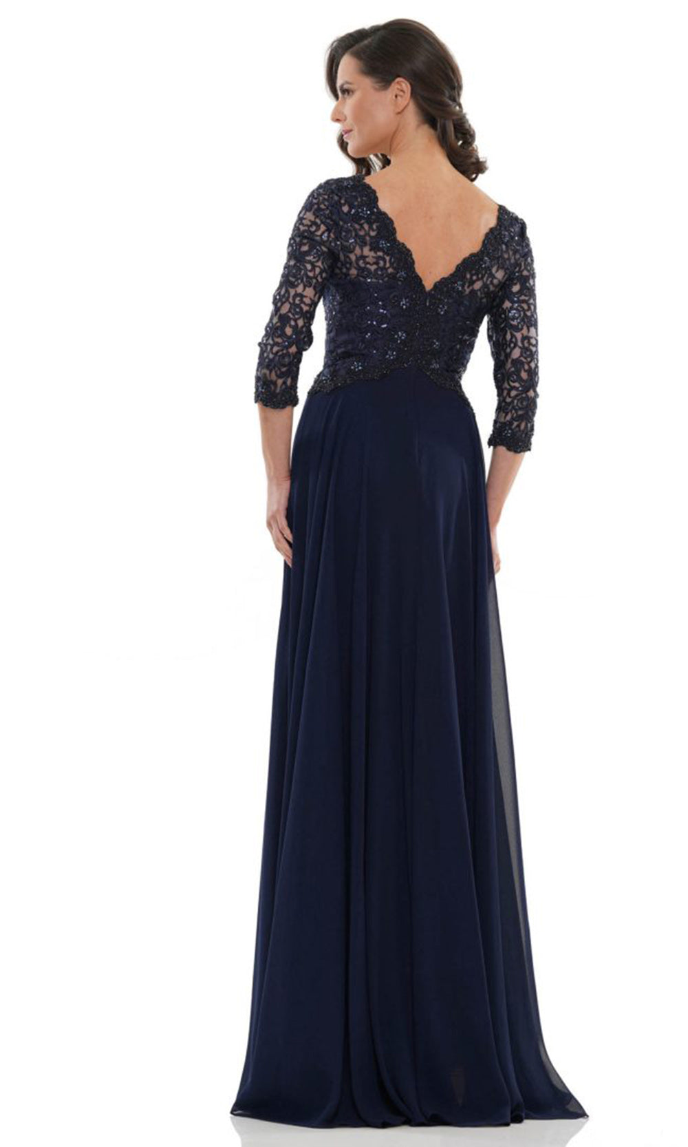 Marsoni by Colors M225-1 - Scalloped V-Neckline Chiffon Formal Gown - back view