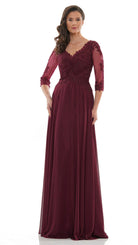 Marsoni by Colors - M237 V-Neck Beaded Lace Applique Chiffon Dress - view 8