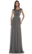 Marsoni by Colors - M238 Beaded Applique A Line Chiffon Dress - designer evening gown at Silhouette Dresses