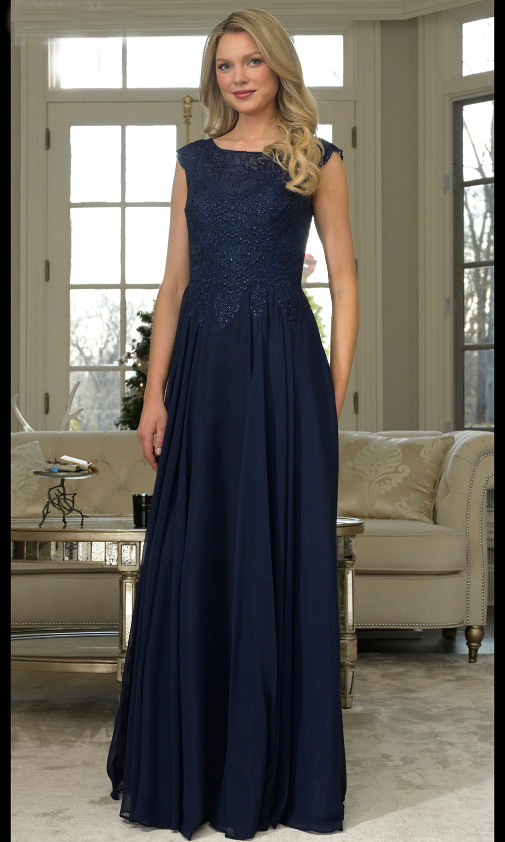Marsoni by Colors - M238 Beaded Applique A Line Chiffon Dress - view 13