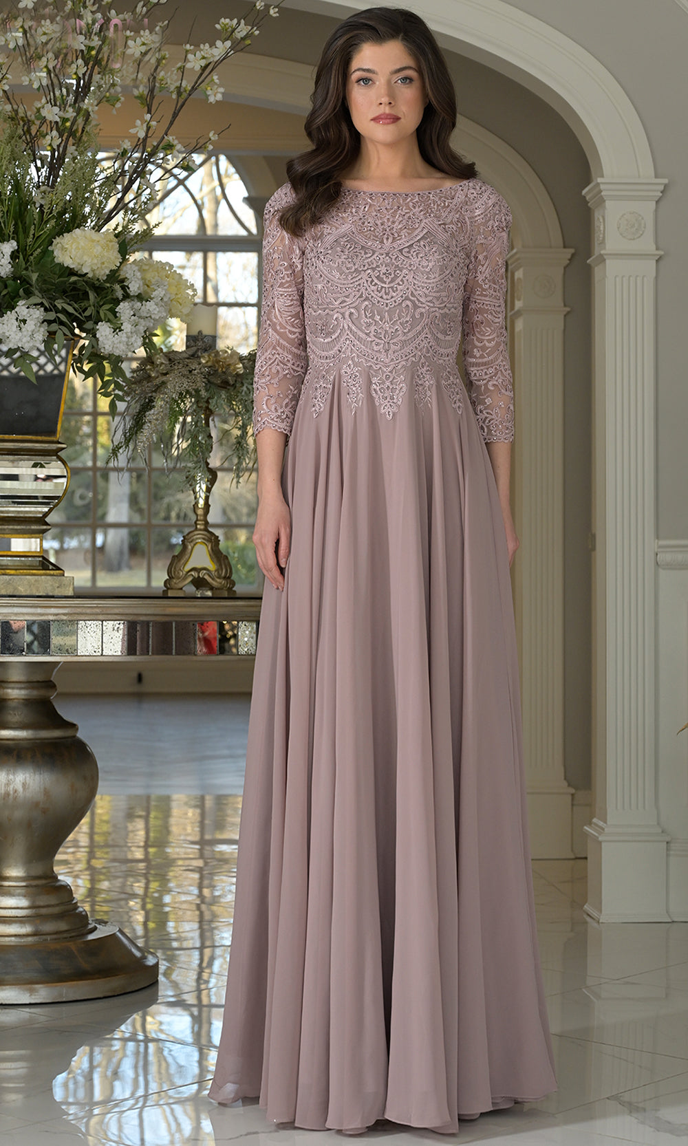 Marsoni by Colors - M238SL Embroidered Bodice Chiffon A-Line Gown - view 12
