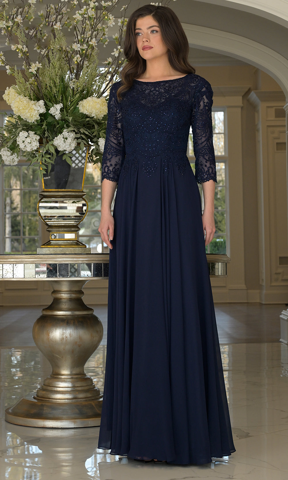 Marsoni by Colors - M238SL Embroidered Bodice Chiffon A-Line Gown - view 13