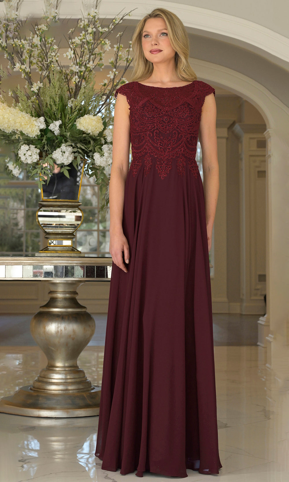 Marsoni by Colors - M238 Beaded Applique A Line Chiffon Dress - view 15