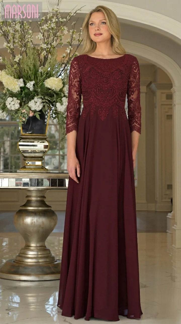 Marsoni by Colors - M238SL Embroidered Bodice Chiffon A-Line Gown - view 15