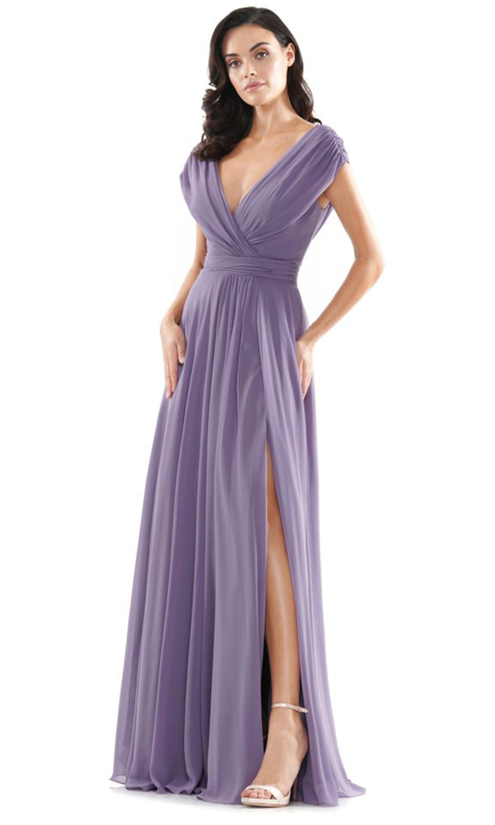 Marsoni by Colors M251-1 - Chiffon A-Line Gown with Gathered Sleeves - view 6
