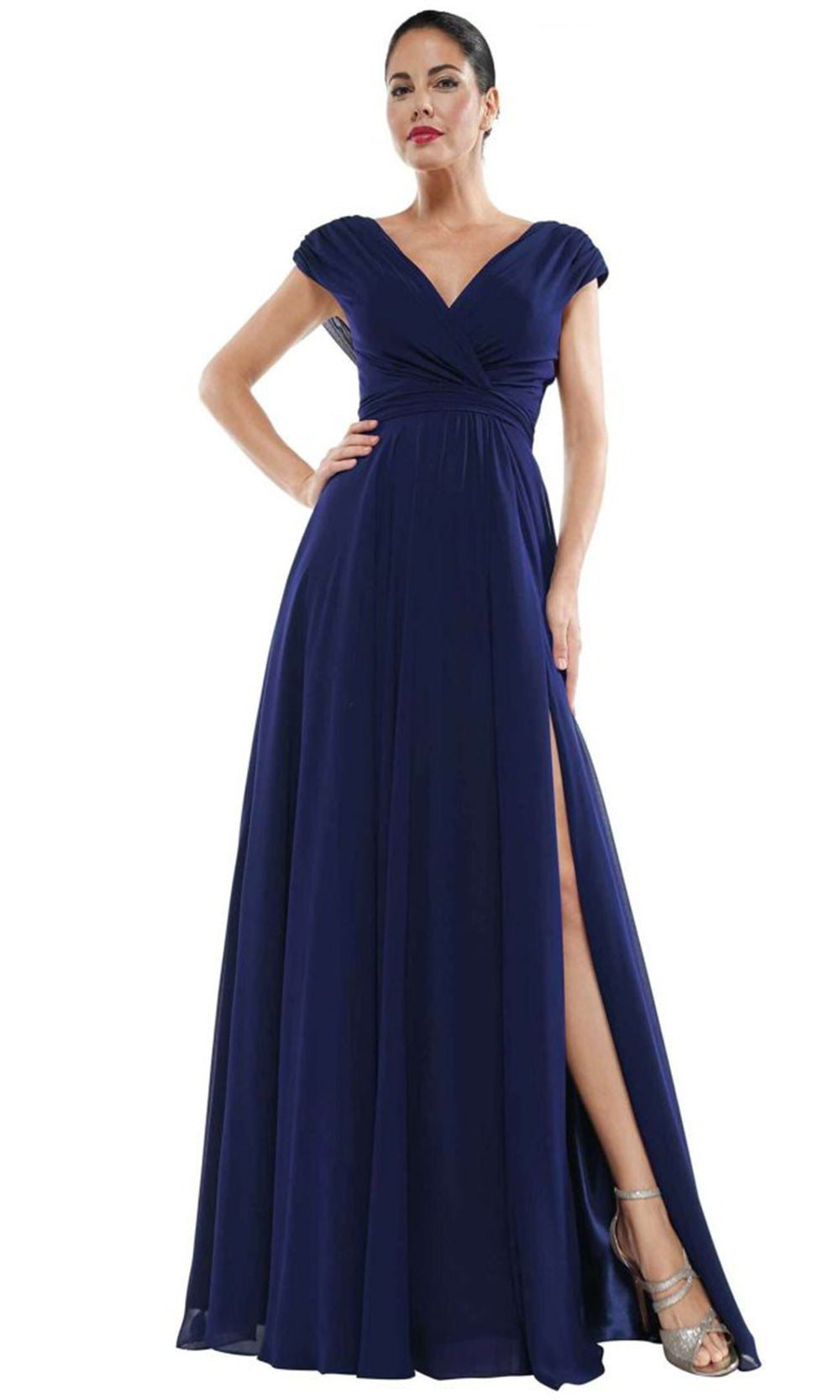 Marsoni by Colors M251-1 - Chiffon A-Line Gown with Gathered Sleeves - view 4