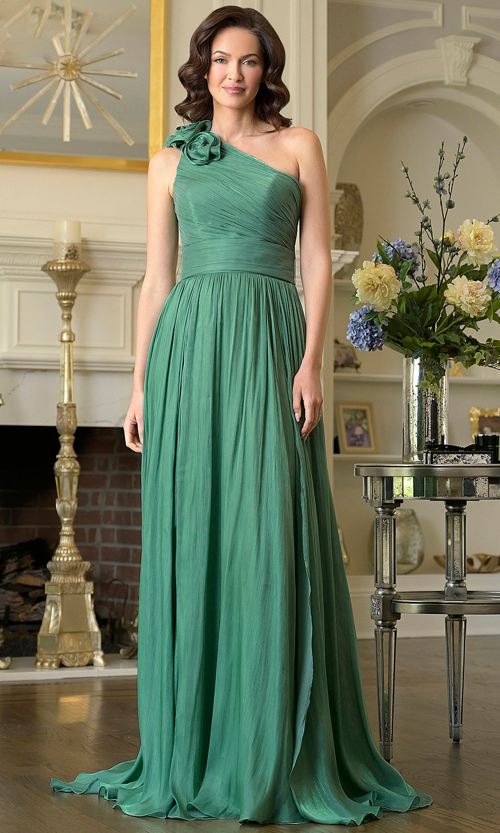 Marsoni by Colors M332 - One Shoulder Rosette Gown - designer formal gown at Silhouette Dresses