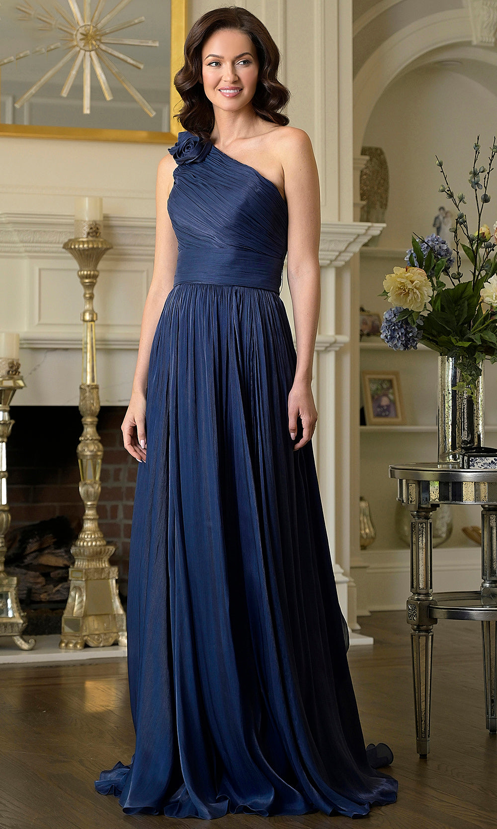 Marsoni by Colors M332 - One Shoulder Rosette Gown - detail view