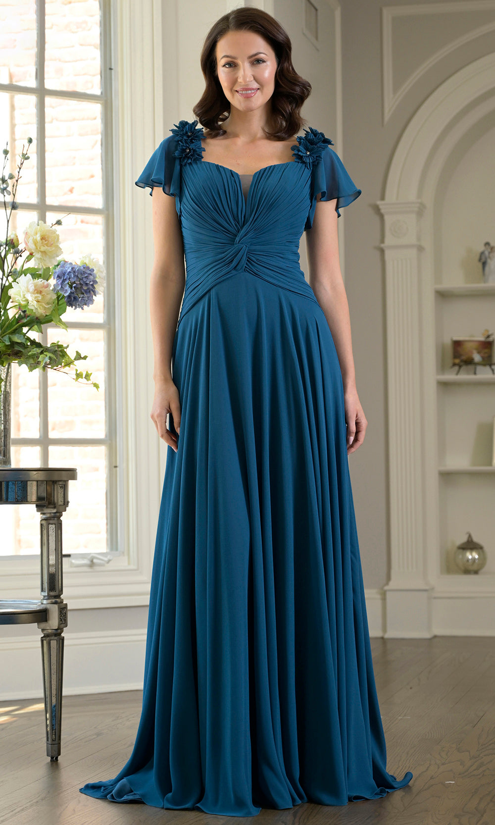 Marsoni by Colors M338 - Sweetheart Twisted Ruched Long Gown - detail view