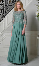 Marsoni by Colors M340SL - Three-Quarter Sleeve Lace Applique Dress - view 5