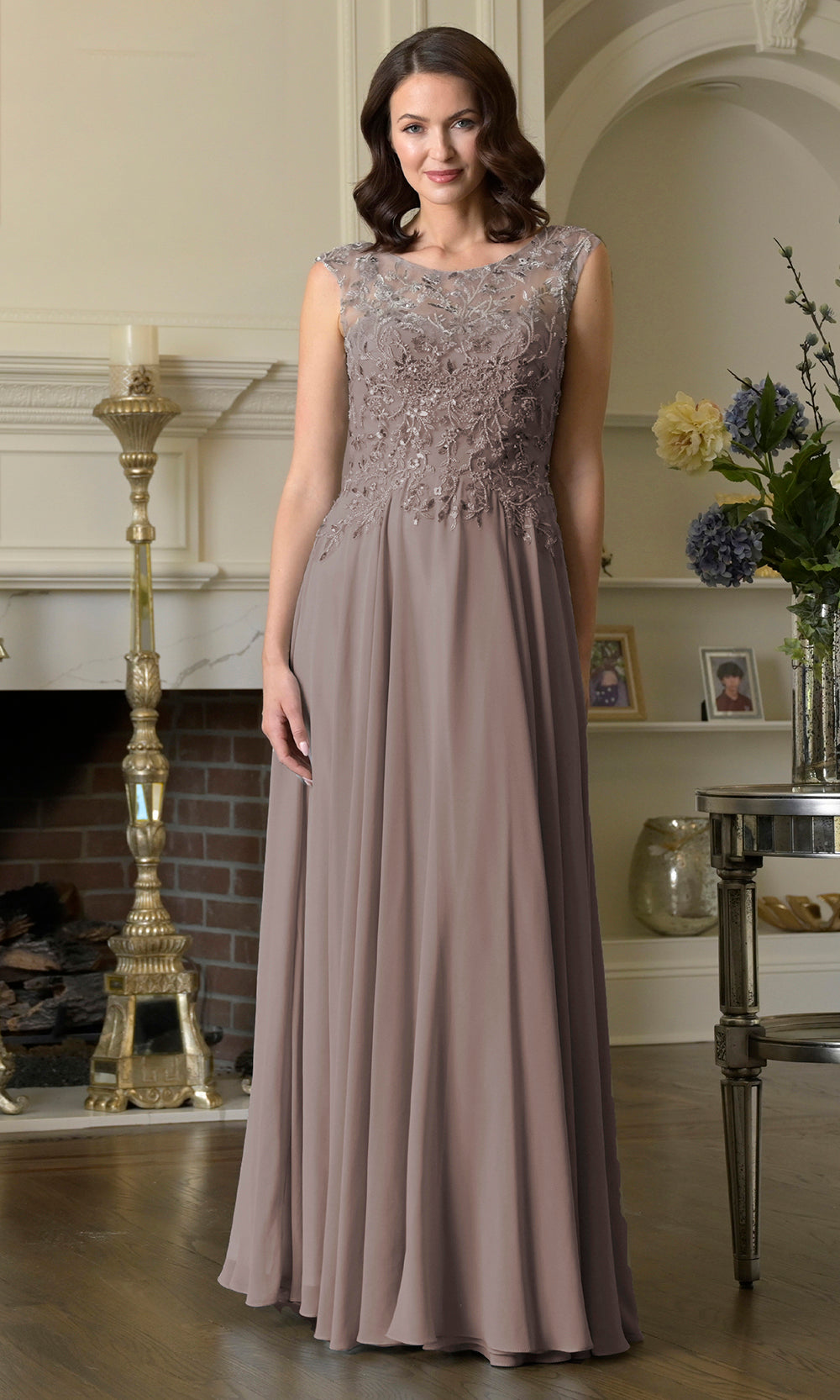 Marsoni by Colors M340 - Lace Bodice A-line Chiffon Gown - view 4