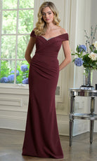 Marsoni by Colors M342 - Beaded Trim Off Shoulder Crepe Gown - detail view