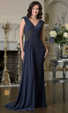 Marsoni by Colors M343 - Embellished V-Neck Draped Gown - detail view
