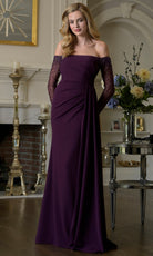 Marsoni by Colors M344 - Straight Neckline Gown with Beaded Sleeves - back view