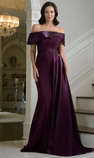 Marsoni by Colors M347 - Off Shoulder Crepe Pleated Gown - detail view